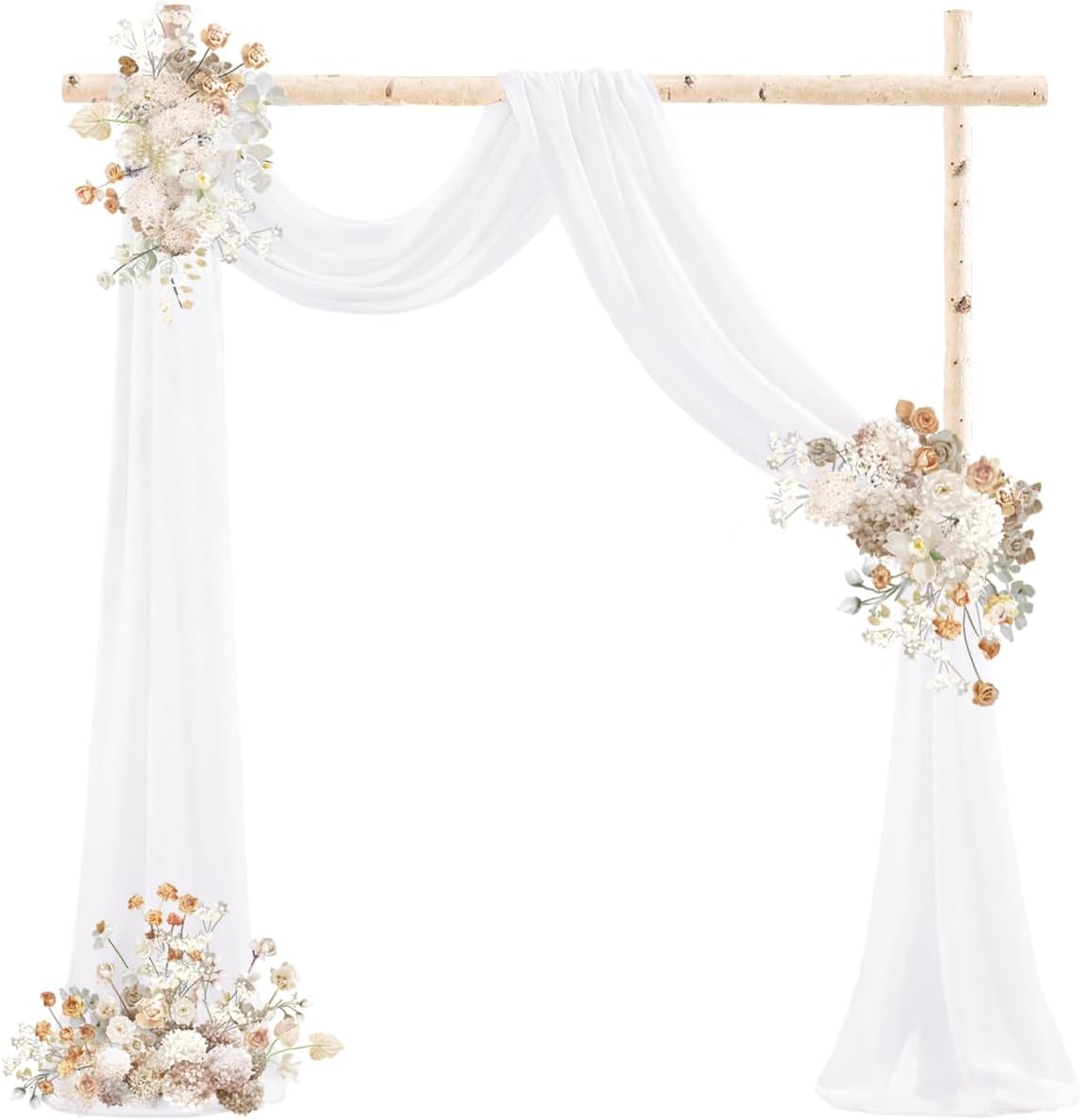 White Wedding Arch Draping Fabric 29" x 20 FT White Drapes for Backdrop Sheer Curtains Wedding
