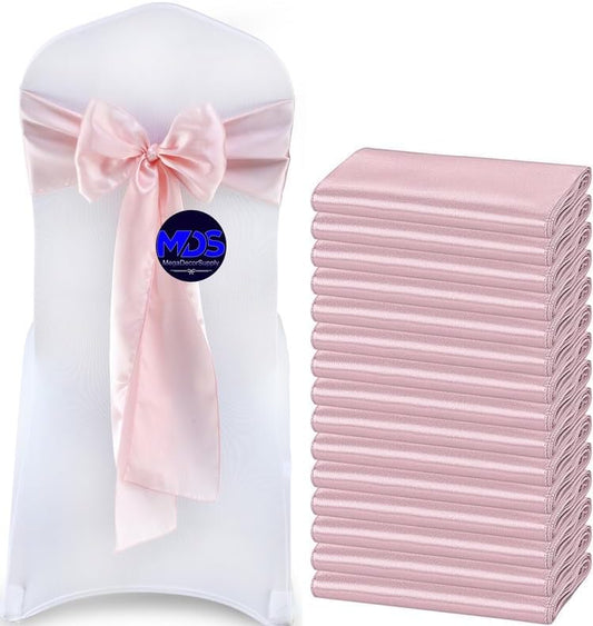 MDS Pack of 75 PCS Satin Chair Sashes Charmeuse Sateen Dining Chair Bows Ribbon Ties Back Sash for