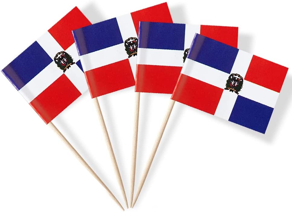 Dominica Flag Dominican Republic Flag, Small Mini Dominican Republic Toothpick Flags for Food