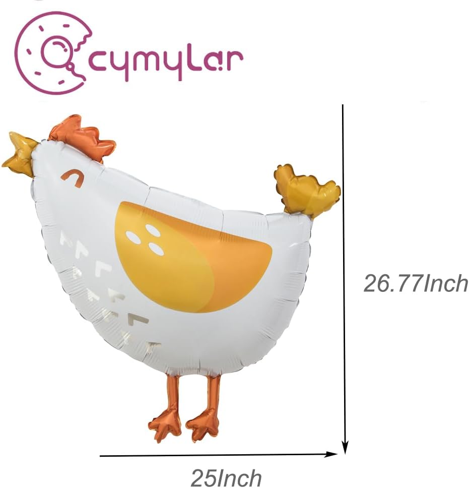 6pcs Chicken foil balloons,Aluminum chick mylar balloons, farm hen foil balloon for kids birthday