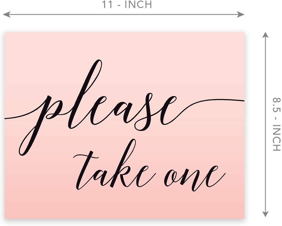 Andaz Press Blush Pink Rose Elegant Party Collection, 8.5x11-inch Unframed Party Sign, Please Take