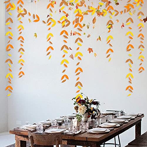 52 Ft Fall Party Decorations Autumn Leaf Garland Streamer Orange Yellow Brown Maple Leaves Hanging