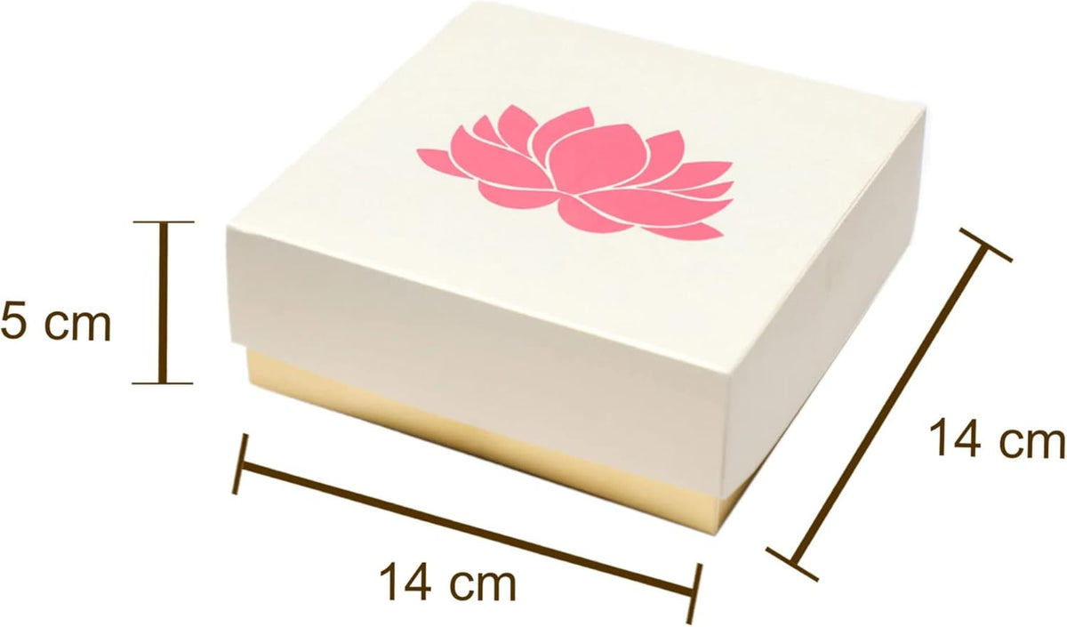 Lotus Printed White Sweet Boxes for Indian Sweets, Cookies, Goodies, Mithai, Candy, Gift Boxes with
