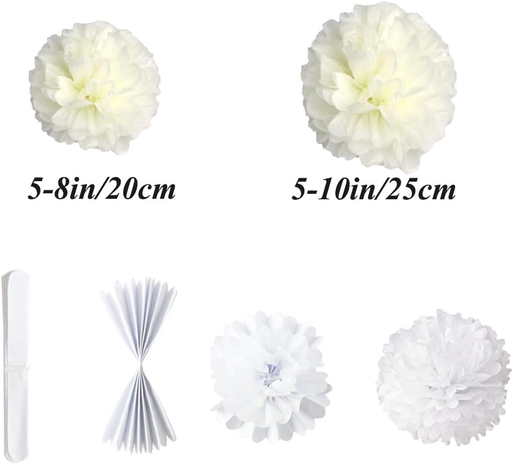 10pcs 8in 10in Cream/Beige Paper Pom Poms Tissue Paper Flower Hanging Paper Flower Balls Wedding