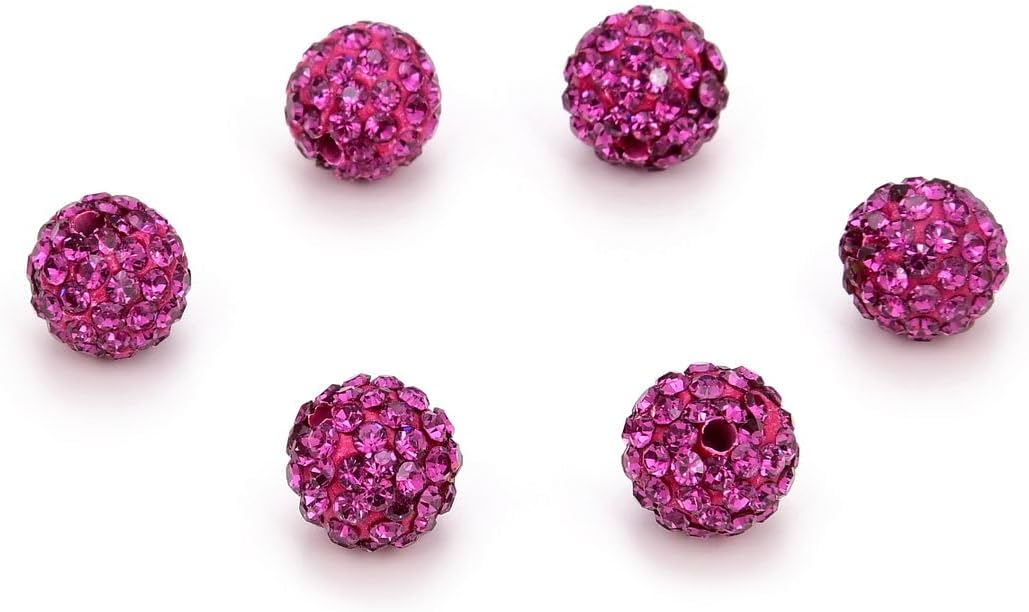 100pcs Adabele Grade A Suncatcher Crystal Rhinestone Pave Loose Beads 10mm Fuchsia Pink Polymer