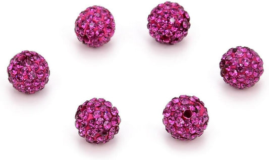 25pcs Adabele Grade A Suncatcher Crystal Rhinestone Pave Loose Beads 8mm Fuchsia Pink Polymer Clay