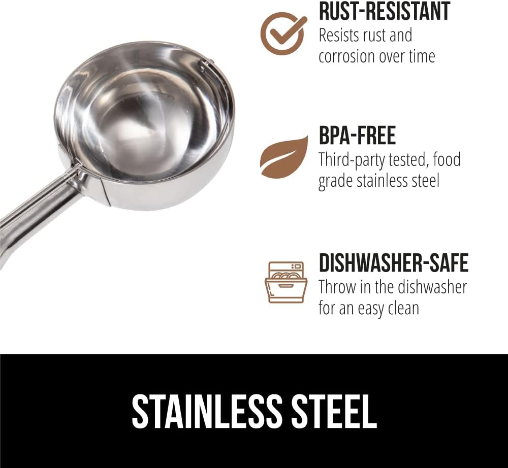 GORILLA GRIP Stainless Steel Cookie Scoop for Baking, 2 TBSP, Multipurpose Melon Baller, Meatball