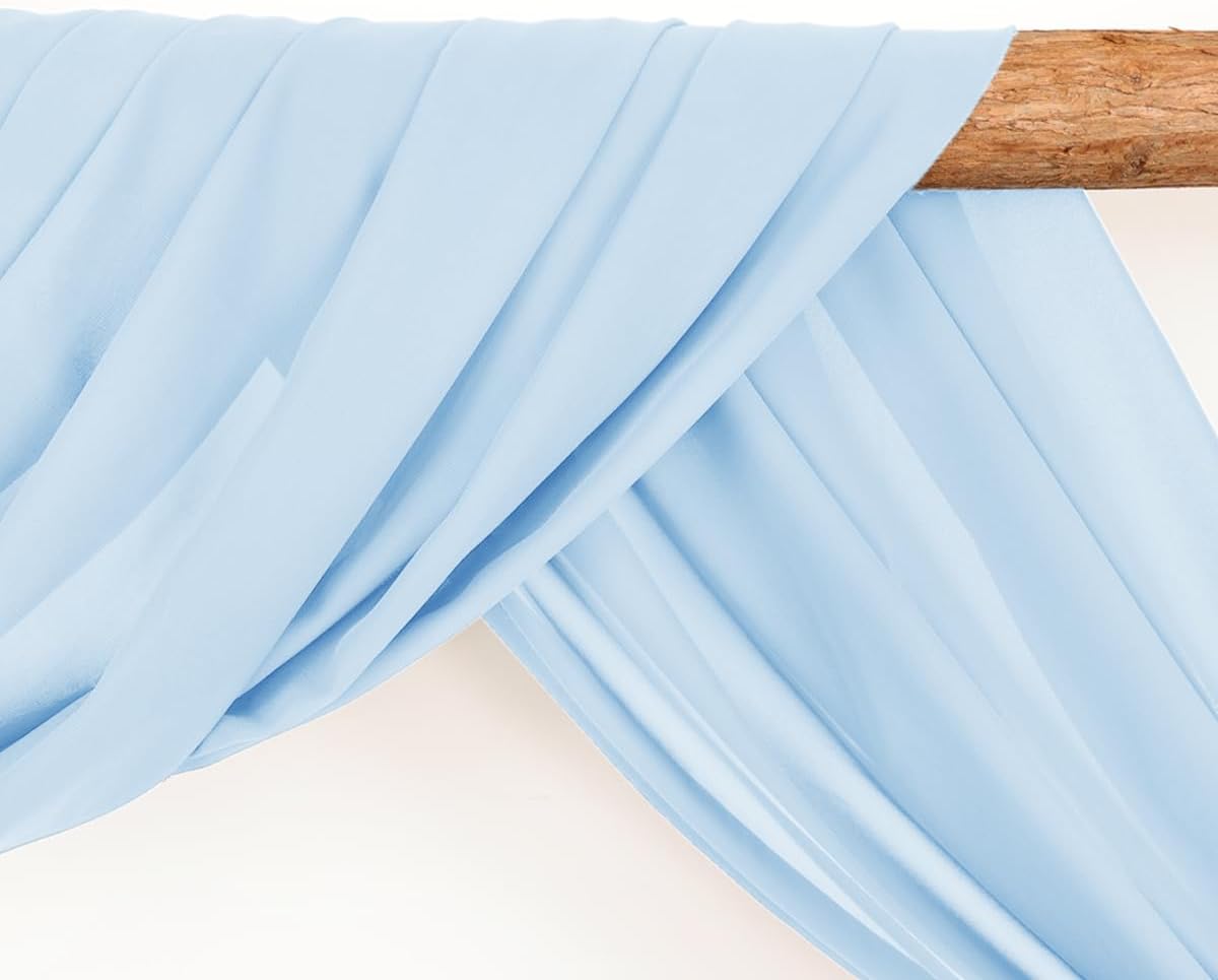 Wedding Arch Draping Fabric 2 Panels 30'' x 18FT Baby Blue Sheer Chiffon Arch Drapery for Photo