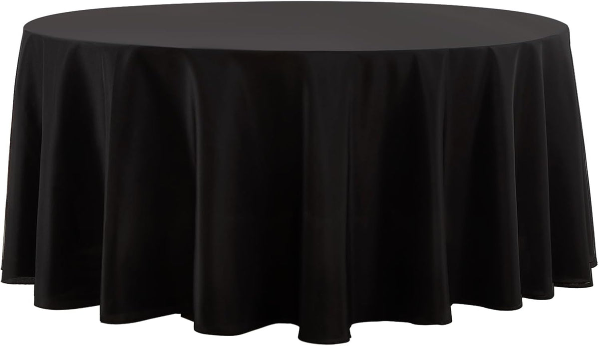 Round Tablecloth 2 Pack 90 Inch Black Tablecloths Washable Decorative Linen Polyester Table Clothes