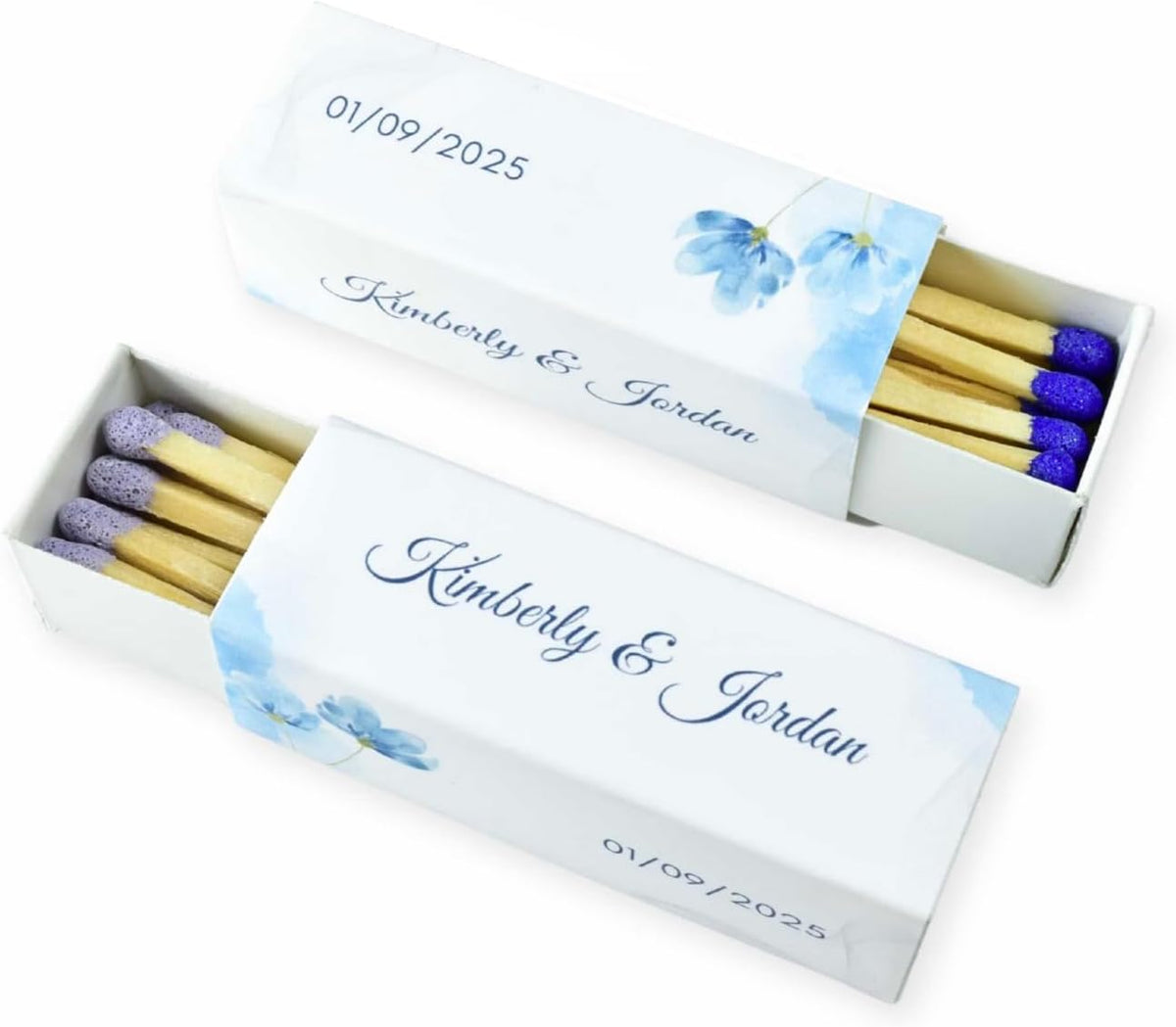 Custom Matchboxes - Set of 10 - Personalized - 2" Inch Long - Colorful Matchsticks - Weddings