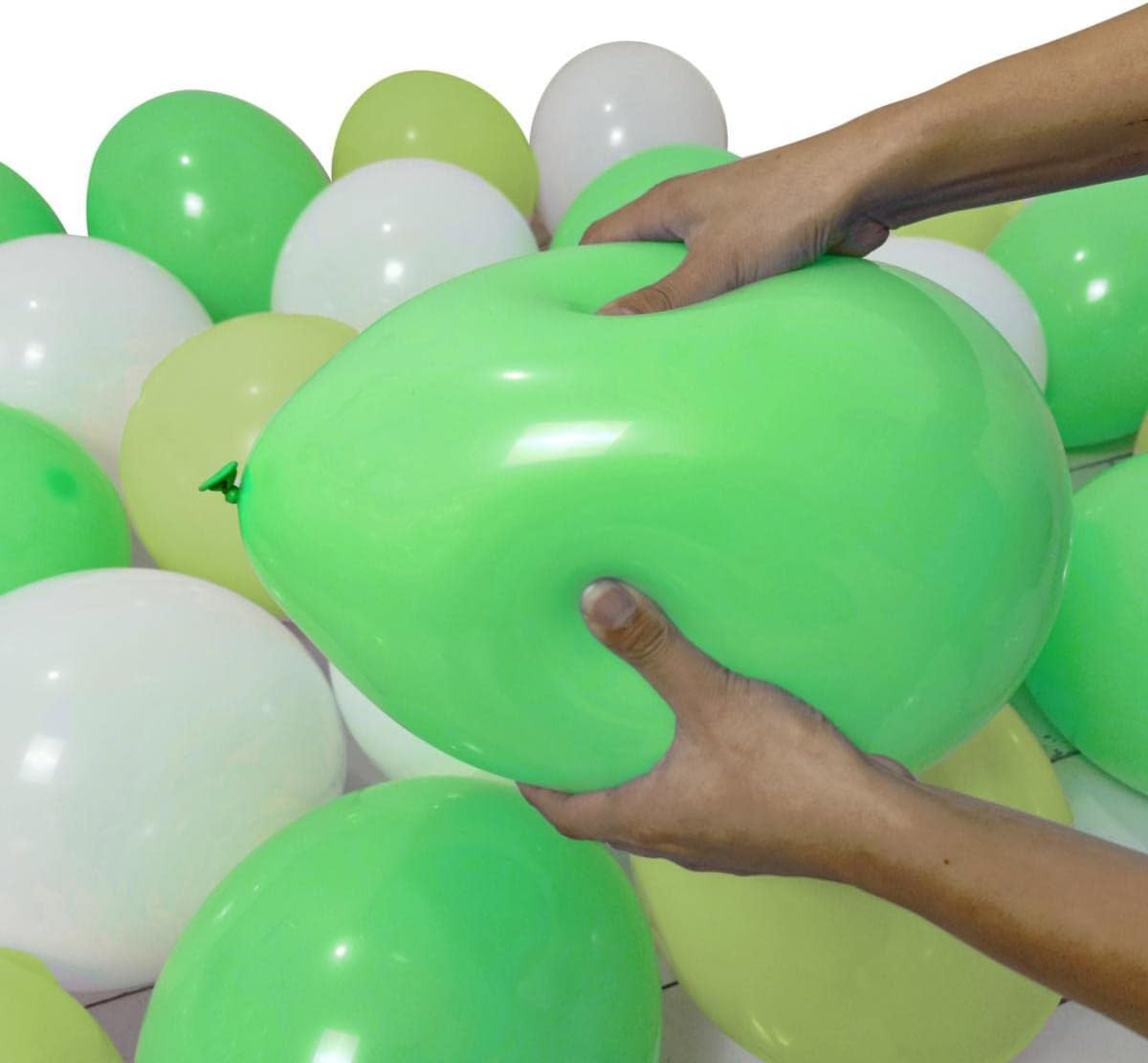 300 Pack Green and White Balloons 100 of each of the 3 colors 12 inch Green White Light Green Latex
