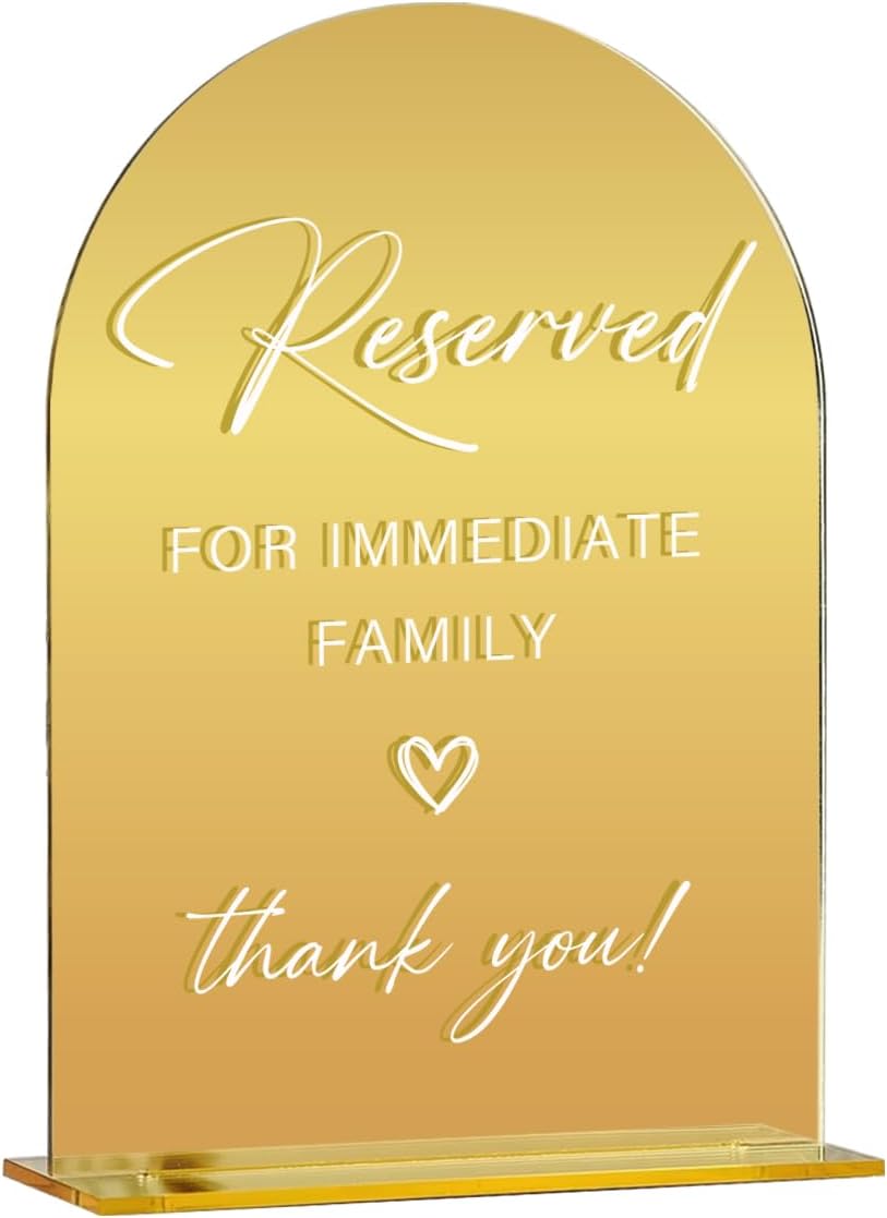 Acrylic Wedding Sign, Bridal Shower Decorations, Reserved for Immediate Family Sign for Ceremony