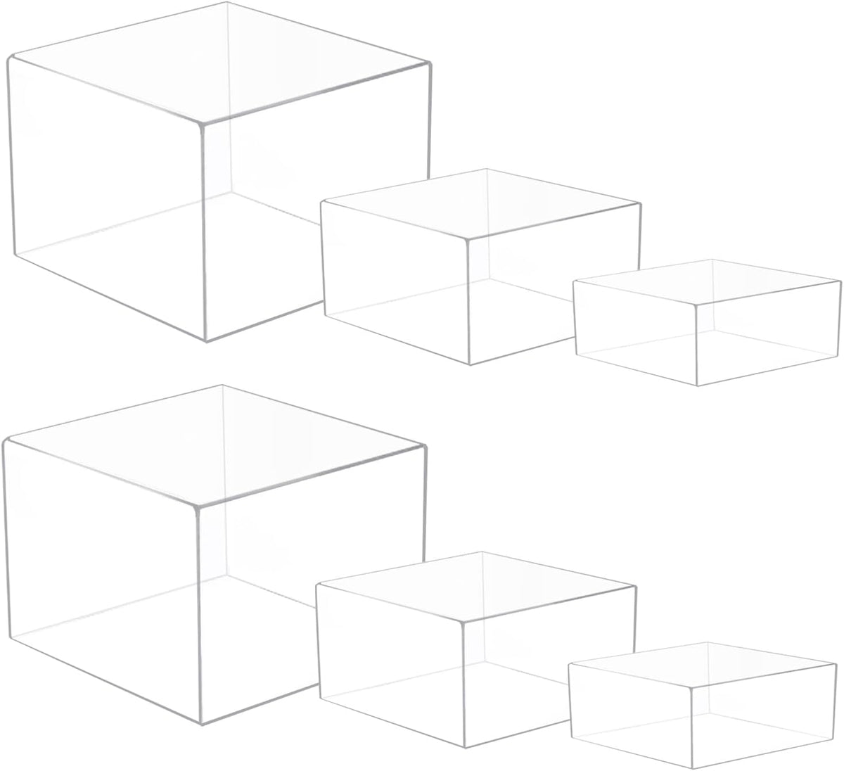 6 Pcs 3 Size Acrylic Cube Display Risers Acrylic Boxes Dessert Display Nesting Cubes, Buffet Risers