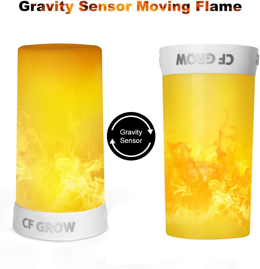 LED Flame Effect Light, USB Rechargeable Flame Candle Waterproof Dimmable 4 Modes Lantern with