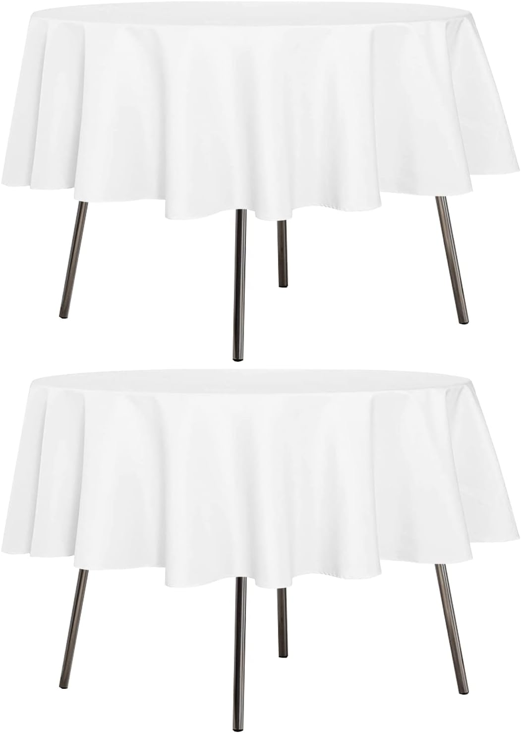 sancua 2 Pack Round Tablecloth 70 Inch White, Stain and Wrinkle Resistant Table Cloth - Washable