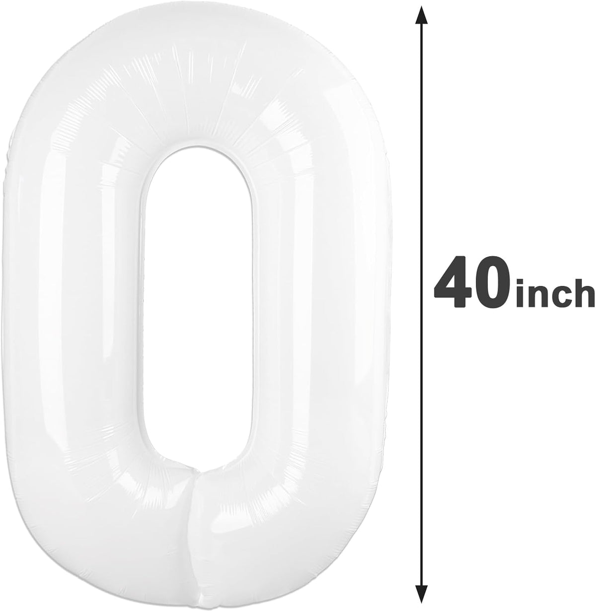 White Helium Number Balloon 40 Inch, Giant Foil White Number 0 Birthday Balloons, Large Numbers 10