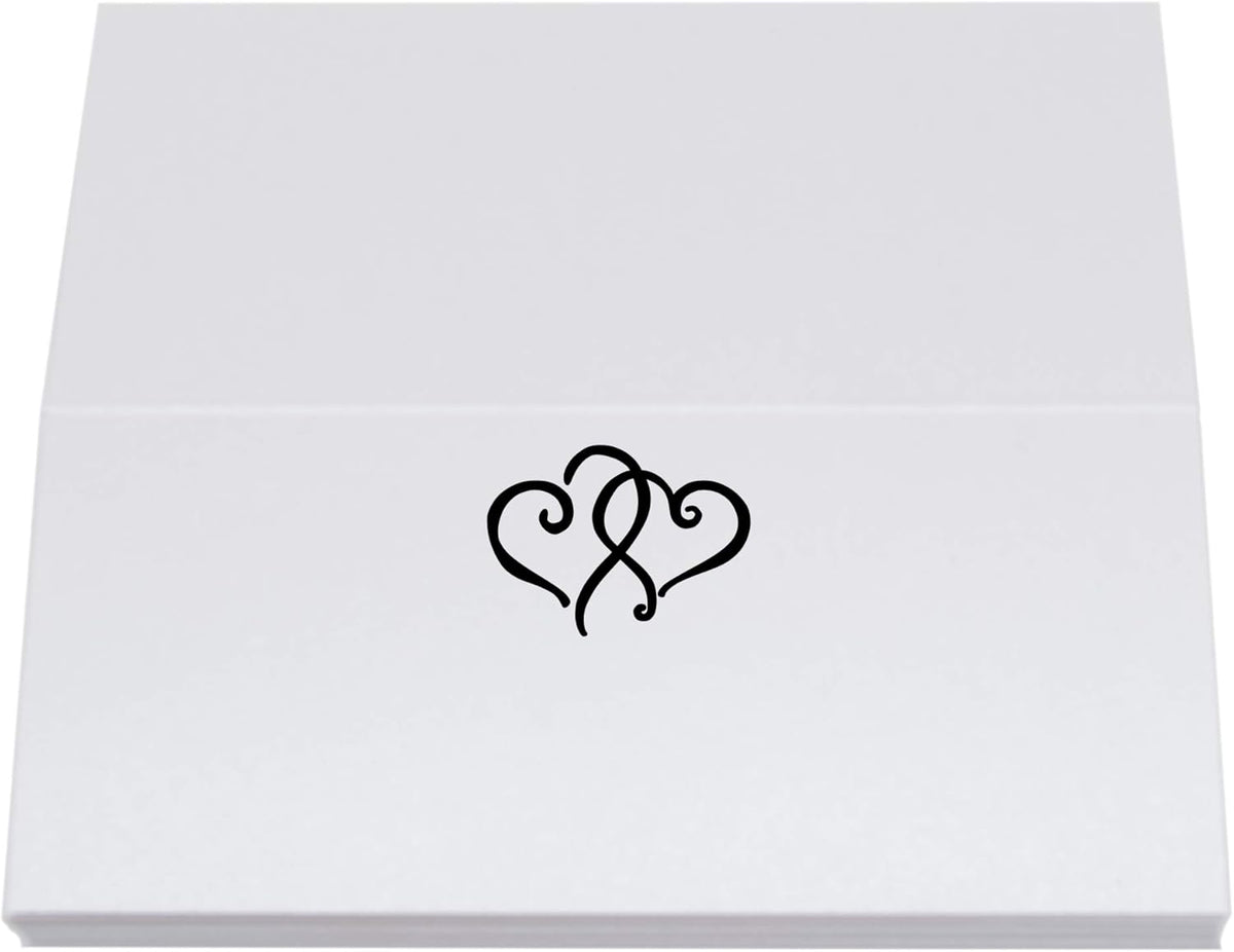 Linked Hearts Place Cards, Black (Choose Color), Set of 60, Pre-cut and Scored - Wedding, Party