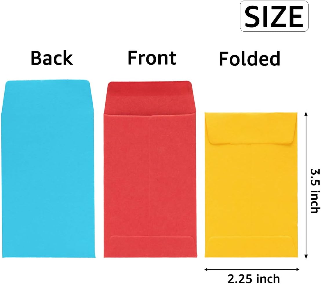 100 Pieces Colorful Small Coin Envelopes Self-Adhesive Seed Envelopes Mini Parts Small Items