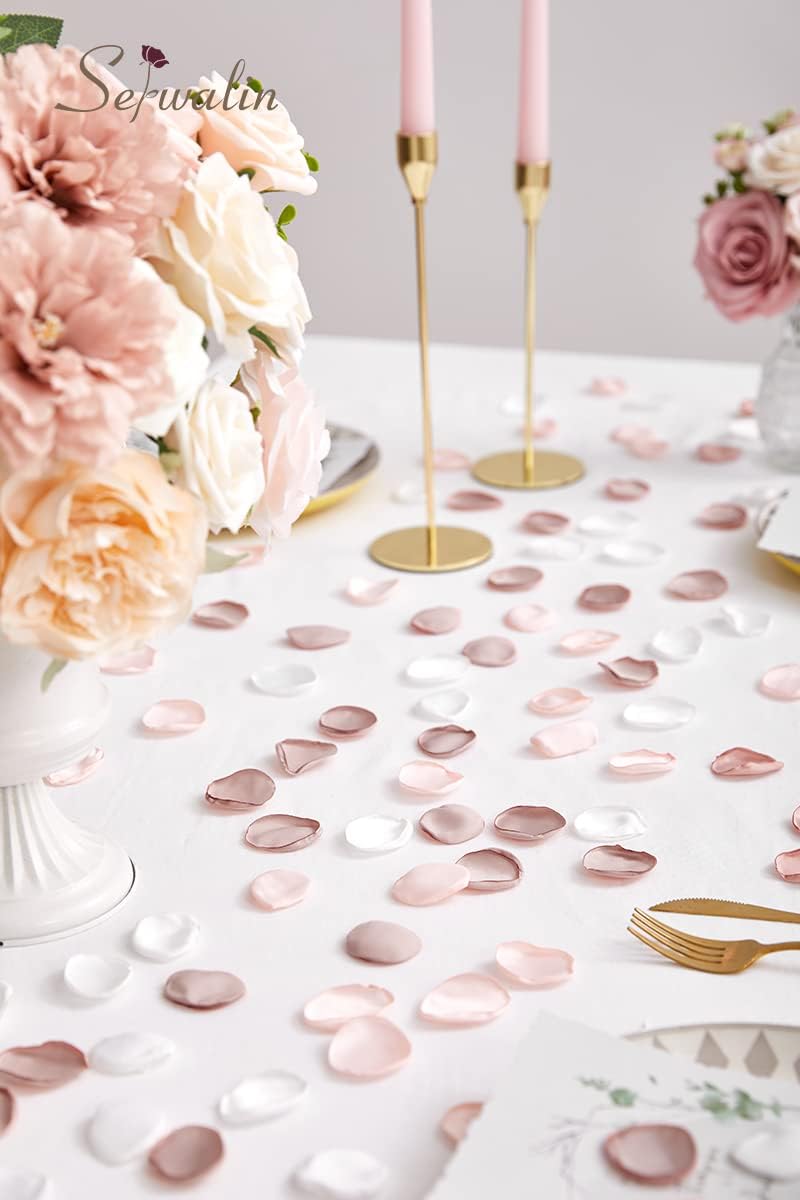 Serwalin 300Pcs Silk Rose Petals Artificial Flower Petals for Weddings Nude Pink Petals for