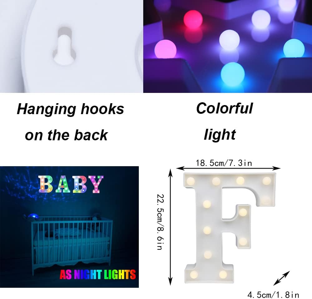 Light Up Colorful LED Marquee Letter lights, 18 Colors Changing Alphabet Letters Sign with Remote