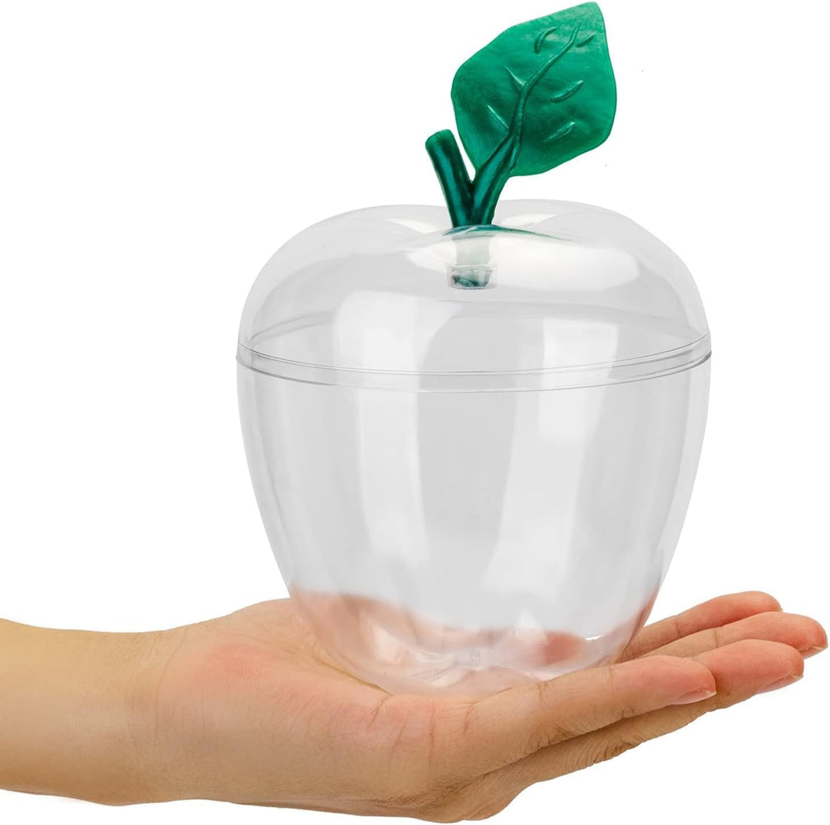 Tevrel Large Clear Apple Container (Pack of 2) – Apple Shaped Plastic Candy Jars for Gifts, Teacher