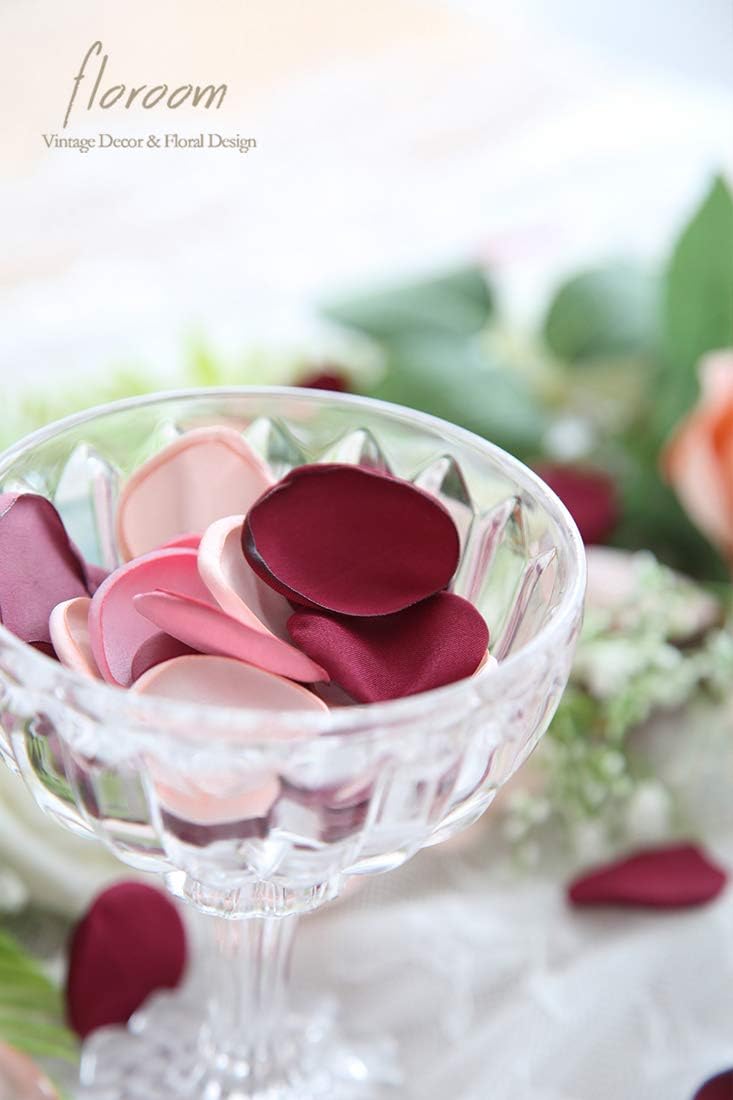 Floroom 300pcs Rose Petals Burgundy Maroon Faux Silk Flower Petals for Wedding Flower Girl Basket