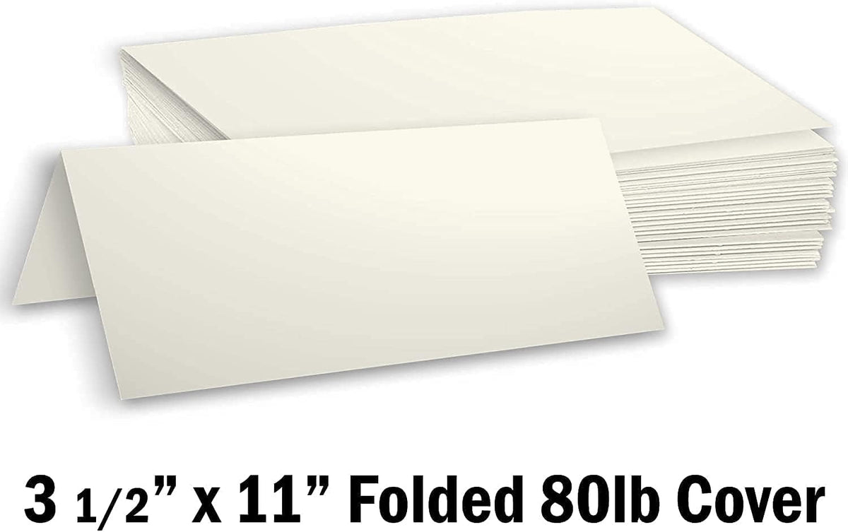Hamilco Blank Tent Name Place Table Cards 3 1/2" x 11" Folded Card Stock - Cream Cardstock Paper