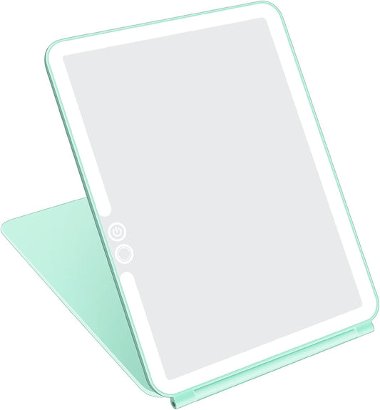 deweisn Folding Travel Mirror Lighted Makeup Mirror with 72 LEDs 3 Colors Light Modes, USB