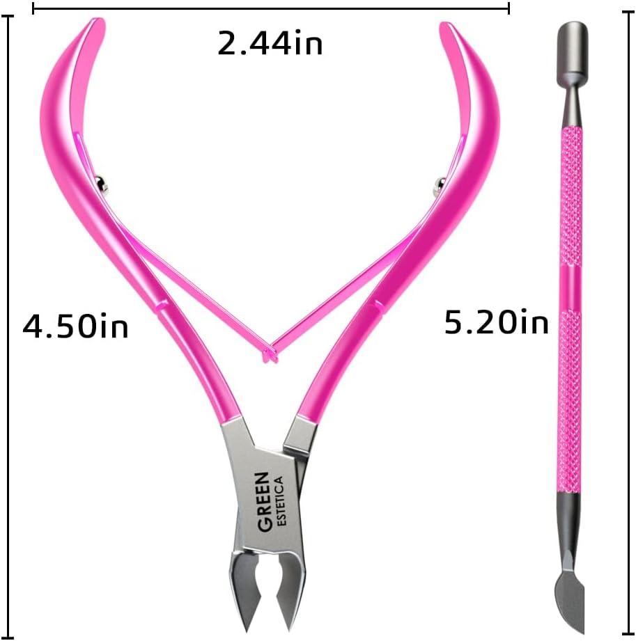 Professional Cuticle Trimmer with Cuticle Pusher Nail Cuticle Remover Nipper Silver Stainless Steel