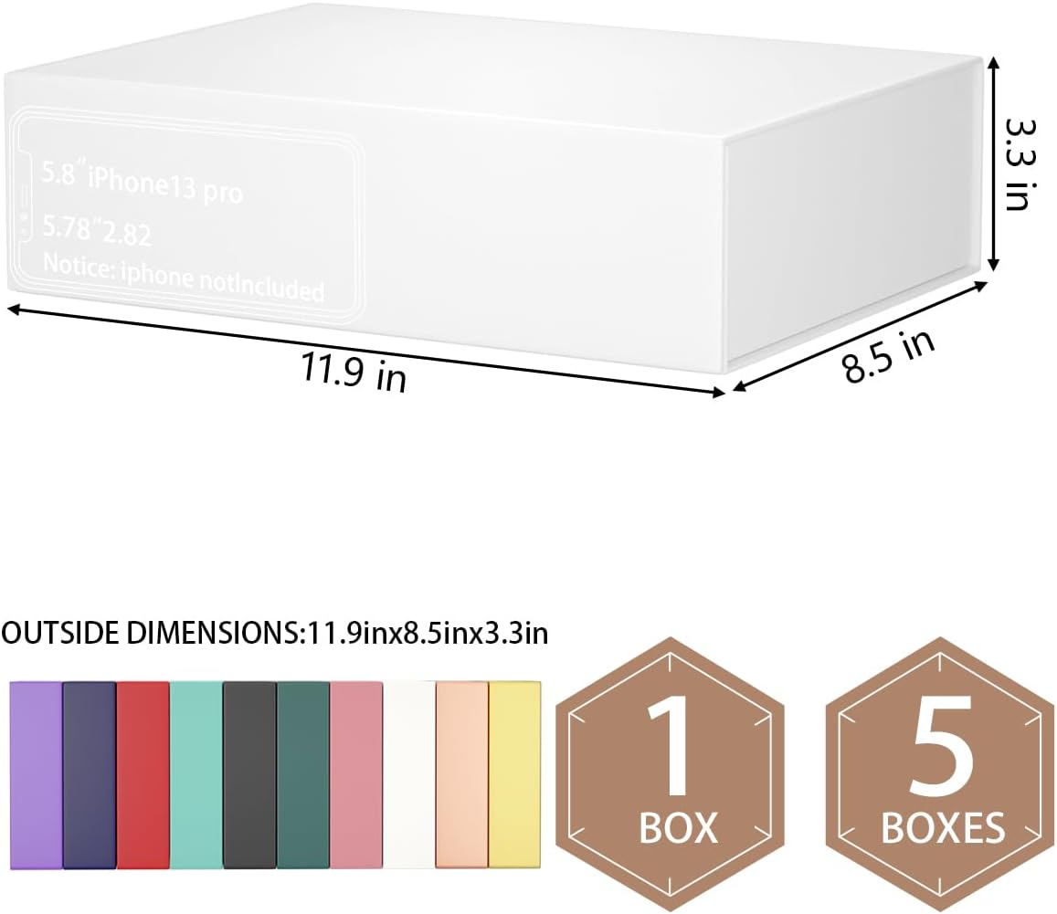 White Gift Boxes 11.9" x 8.5" x 3.3" with Magnetic Closure Lid Gift Box for Presents,Bridesmaid