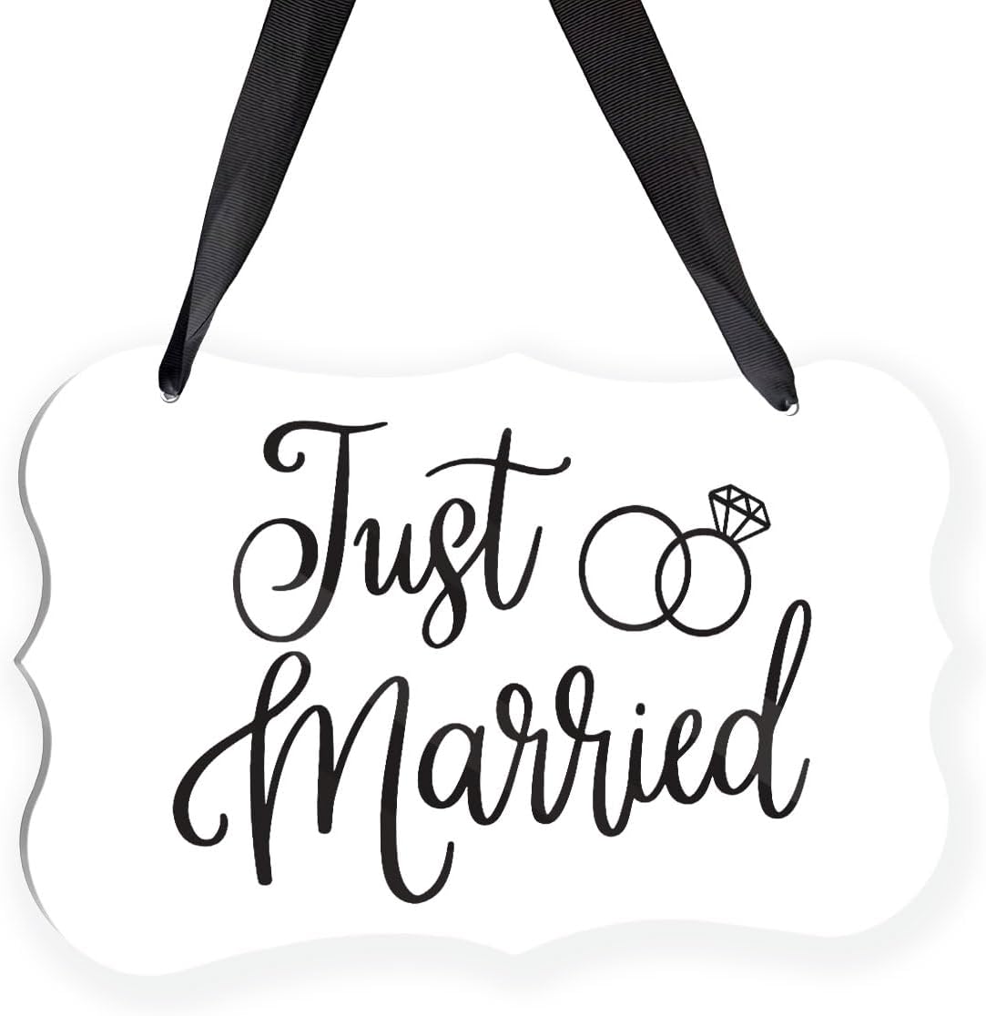 Acrylic Wedding Sign, Ring Bearer Sign, Just Married Decor, for Rustic Wedding Decor Hanging Signs