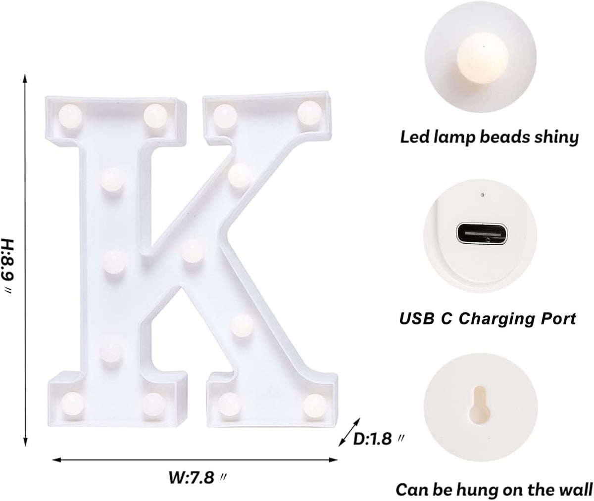 Foaky Rechargeable LED Letter Lights Sign Marquee Light Up Letters Sign for Night Light