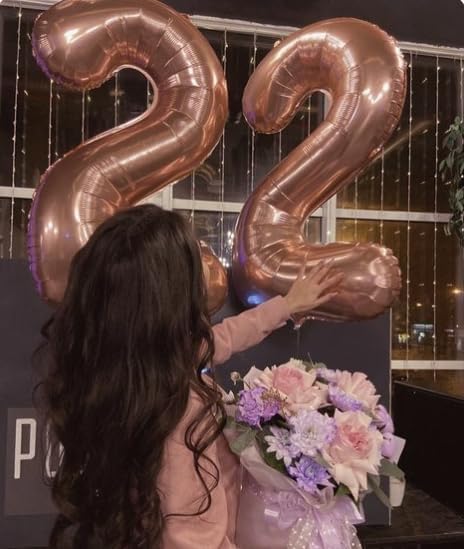 Rose Gold 40 Inch Big Number Balloon Birthday Decoration, Number 2 Helium Balloon 12 20 22 23 24 26