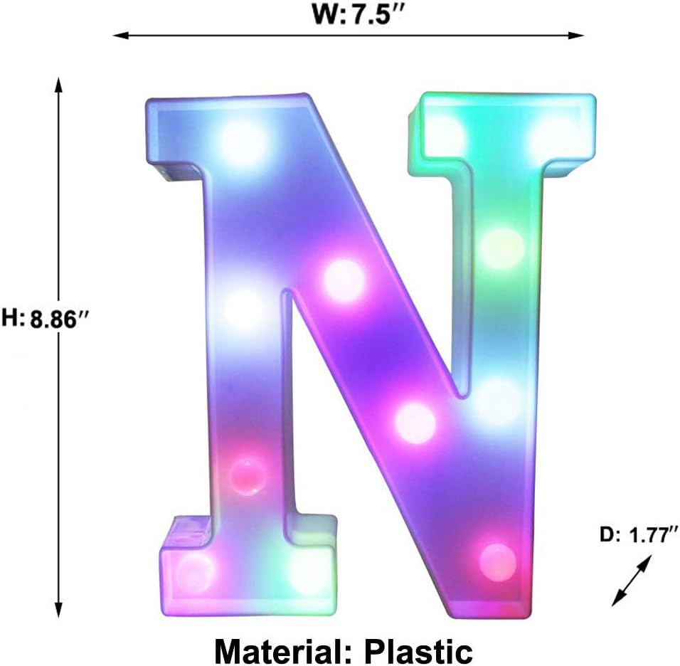 Pooqla Colorful LED Marquee Letter Lights with Remote – Light Up Marquee Signs – Party Bar Letters