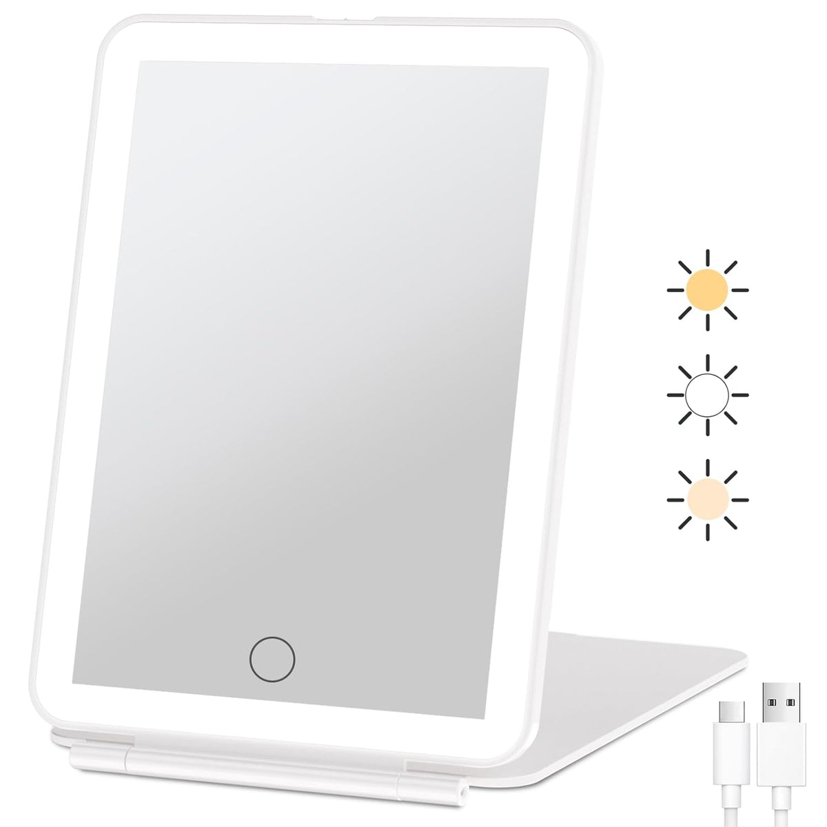 FUNTOUCH Rechargeable Travel Makeup Mirror with 72 Led Lights, Portable Lighted Beauty Mirror, 3