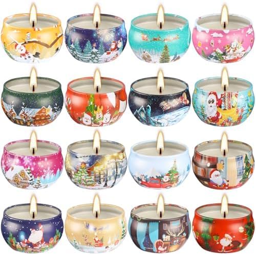 16Pack Christmas Candles Gift Set, Long Lasting Burning Natural Soy Wax 2.5oz Scented Candles with