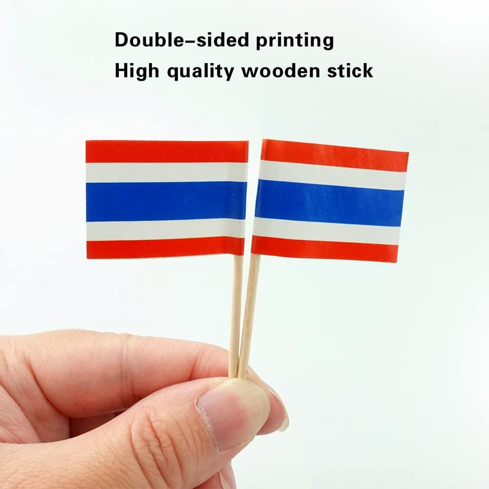 Thailand Flag Thai Flag, Small Mini Thailand Toothpick Flags for Food, Cupcakes, Cocktails