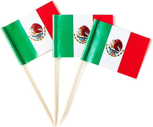 Mexico Flag Mexican Flag, Small Mini Mexico Toothpick Flags for Food, Cupcakes, Cocktails