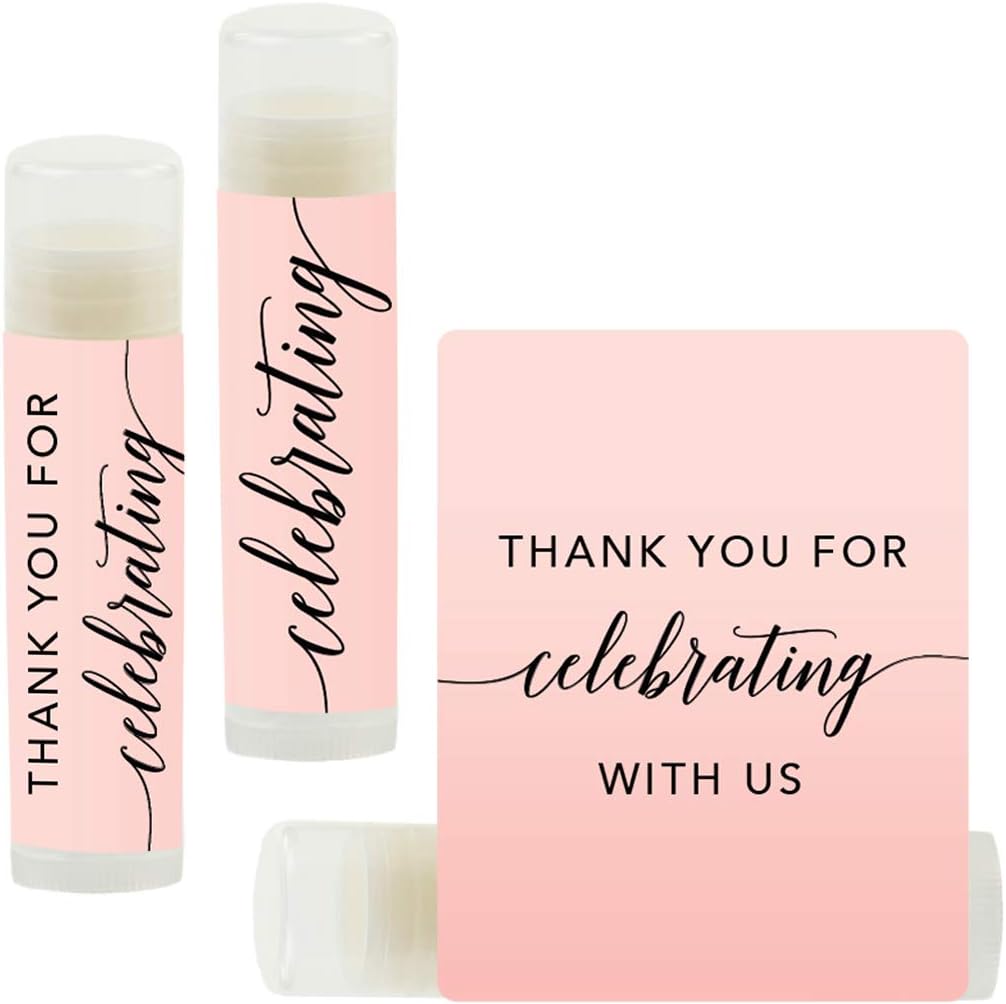 Andaz Press Blush Pink Rose Elegant Party, Lip Balm Chapstick Favors, Thank You For Celebrating