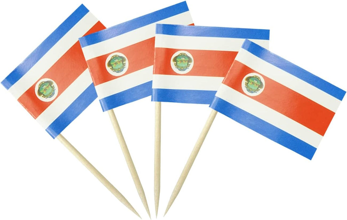 Costa Rica Flag Costa Rican Flag, Small Mini Costa Rican Toothpick Flags for Food, Cupcakes