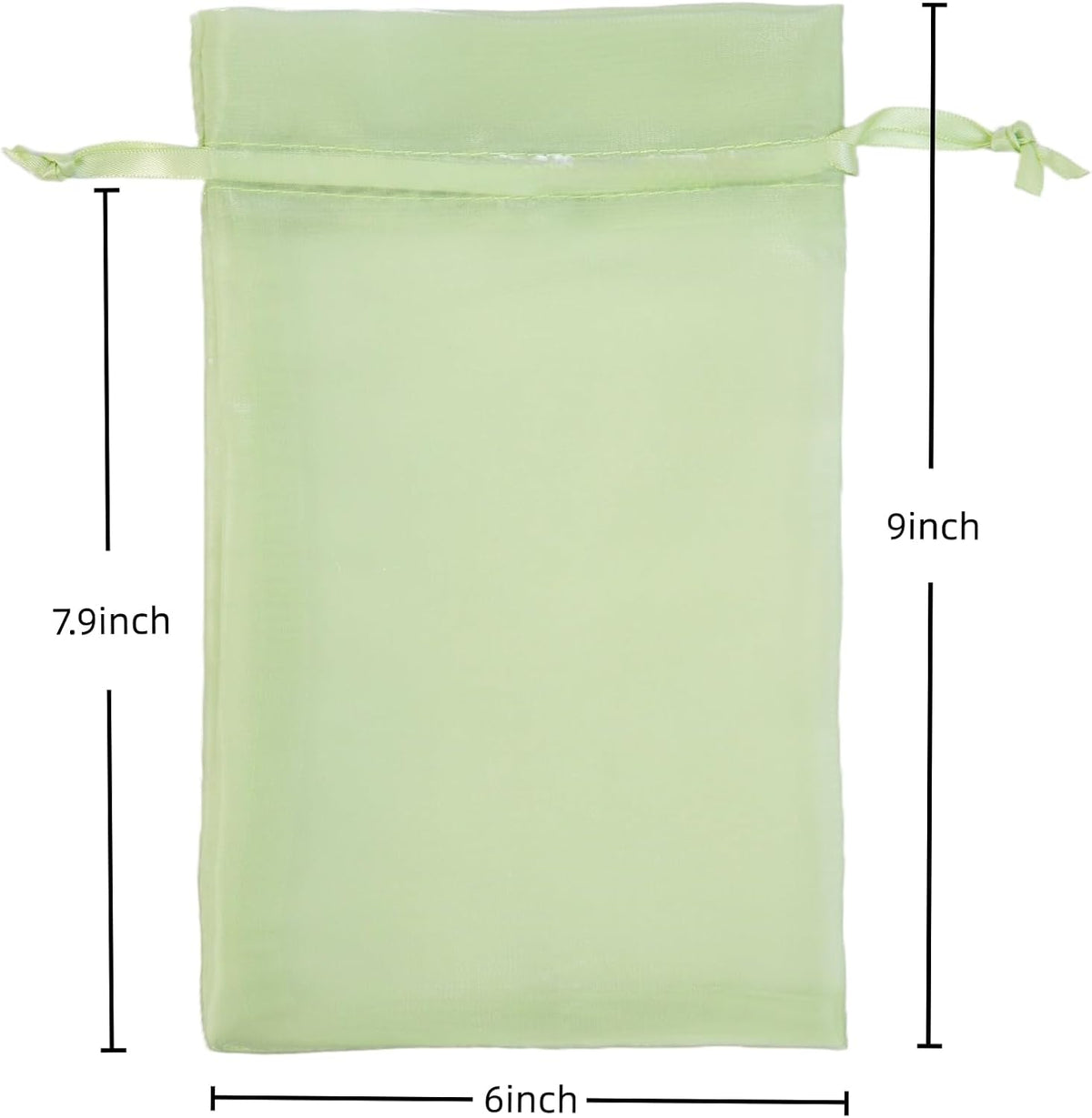 QIANF 20 Pcs Light Green Organza Bags 6X9 inch for Wedding Favors with Drawstring, Mesh Gift Bags