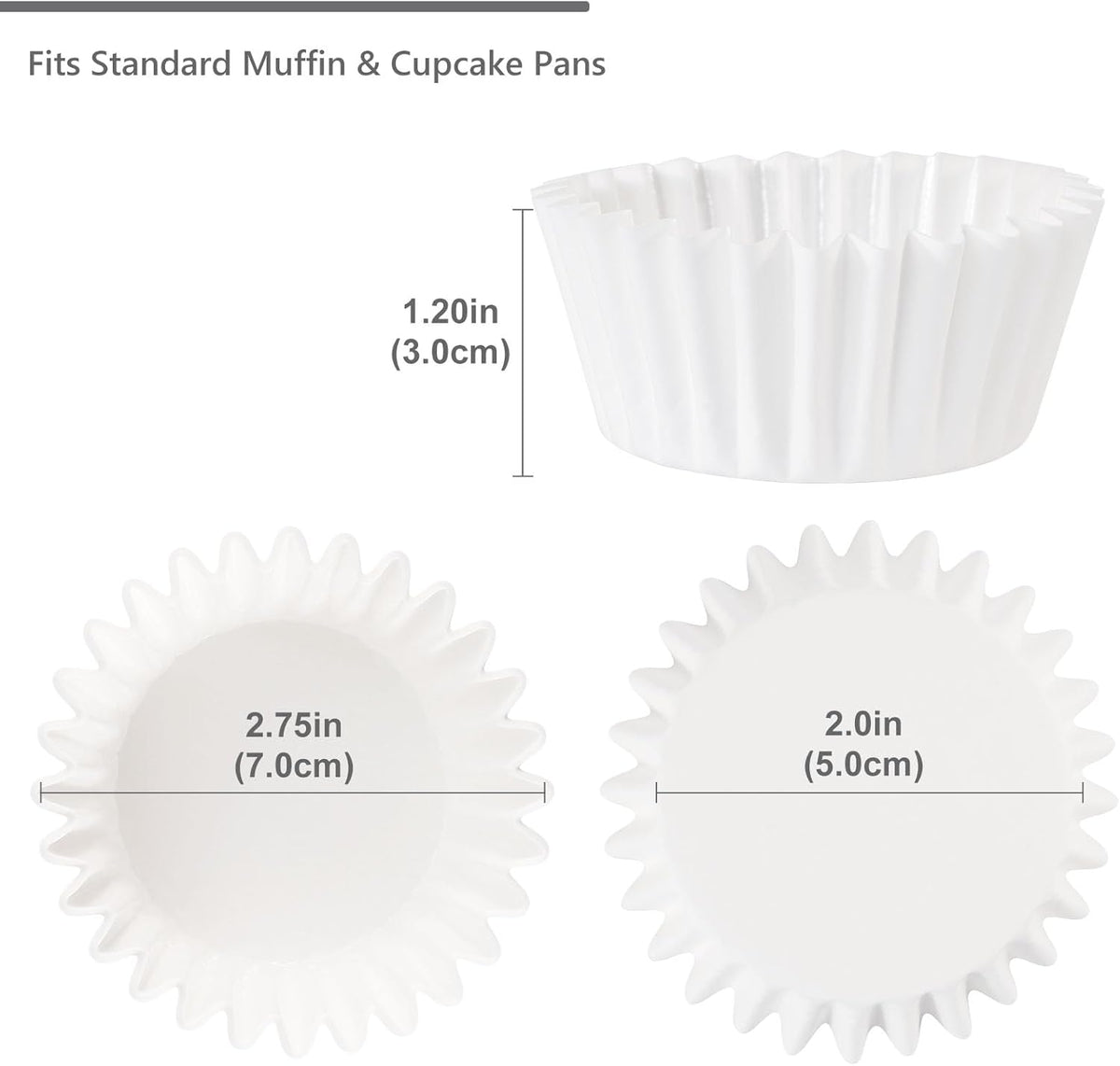 Caperci Heavy Duty Standard White Cupcake Liners 150 Counts - Grease-Resistant Paper Muffin Baking