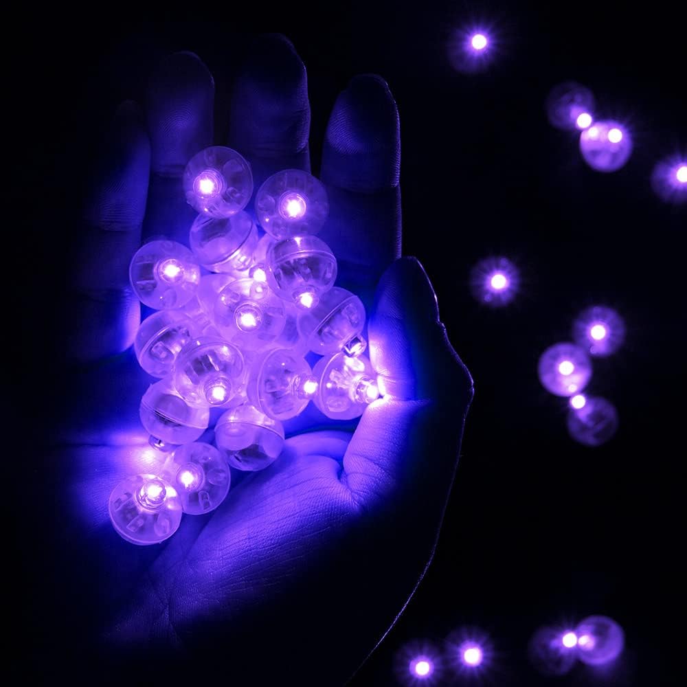 100pcs LED Purple Balloon Light, Round Led Mini LED Lights for Paper Lantern Balloon Indoor Outdoor