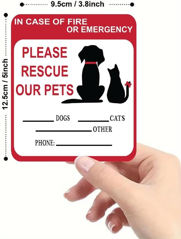 in Case of Fire or Emergency Please Rescue Our Pets Stickers – Pet Alert Safety Stickers, 5x4 inch