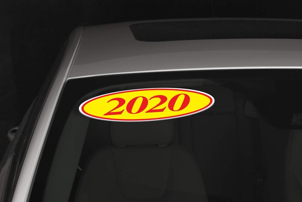 EZ-Line Oval Model Windshield Year Stickers for Car Windows Red and Yellow Large Vinyl Dealership