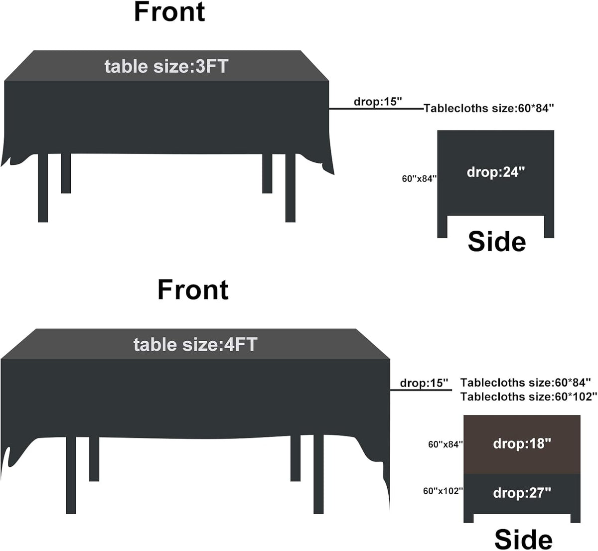 Rectangle Tablecloth 60x84 inch Washable Polyester Fabric Table Cloth for Wedding Party Dining