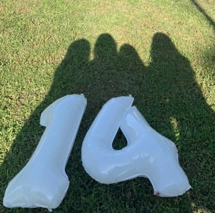 40 Inch White Large Number 4 Balloons, Giant Foil Number Four 14 24 34 40 44 Balloons, White Mylar