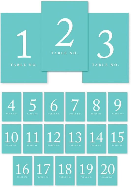 Andaz Press Table Numbers 1-20 on Perforated Paper, Diamond Blue, 4x6-inch Single Sided Sign