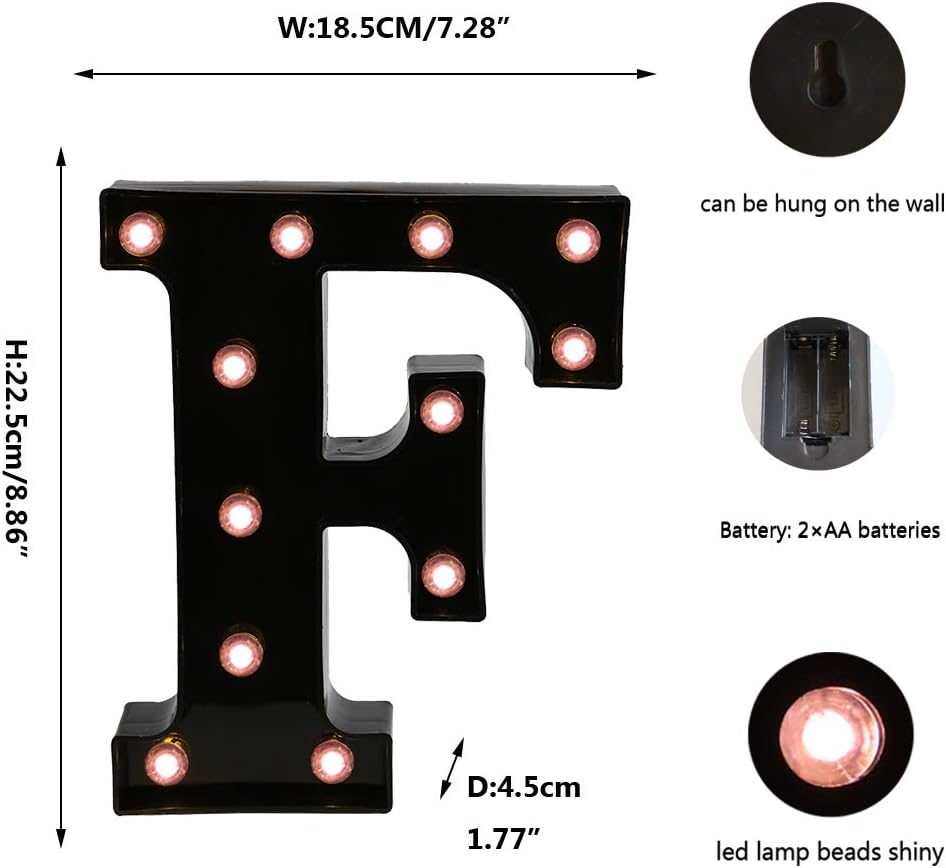 OYCBUZO Light Up Black Alphabet Marquee Letters Sign LED Marquee Number Lights Sign for Night Light