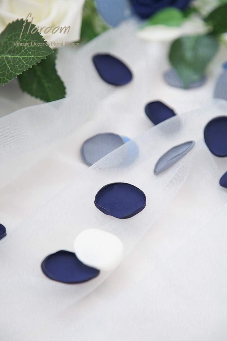 Floroom 300pcs Rose Petals Dusty Blue Navy Faux Silk Flower Petals for Wedding Flower Girl Basket